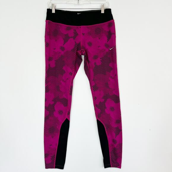 Nike Pants - Nike Dri-Fit Geometric Pink & Black Leggings Women's Large